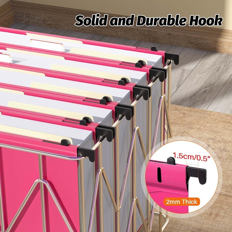 SHUTEX Extra Capacity Plastic Hanging File Folders,12 Pack Reinforced Hang Folders,Heavy Duty 2 Inch Expansion,Plastic Filing Cabinet Folders,Letter Size,Designed for Bulk Files, Medical Charts,Pink - Image 5